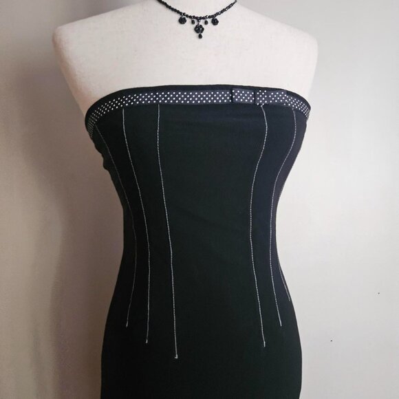 Vtg My Michelle Strapless Corset Dress Size 3/4 y2K Cocktail Grunge Casual Polka - Picture 2 of 5